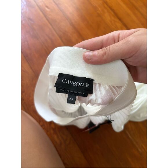 NWT Carbon38 Ivory Mesh Pleated Skirt - Picture 7 of 9